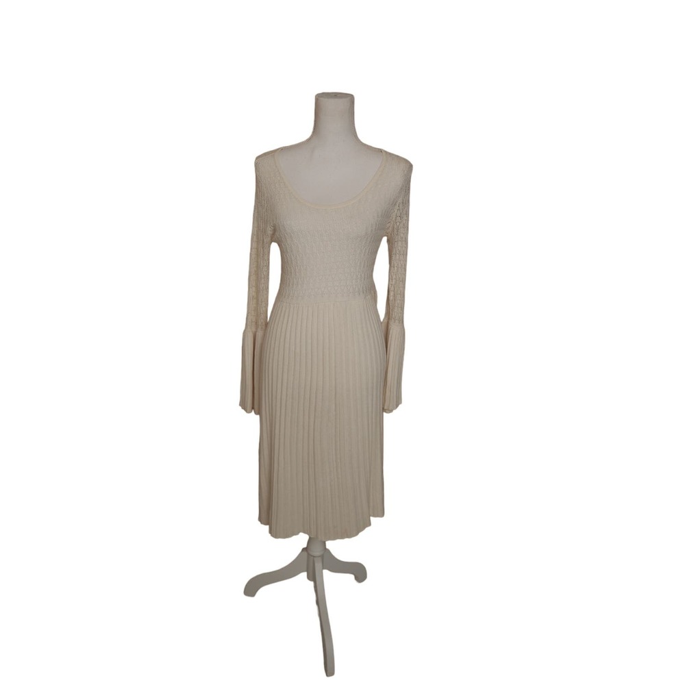Sundance Josalyn Ivory Crochet Bell Sleeve Sweater Dress size‎ M